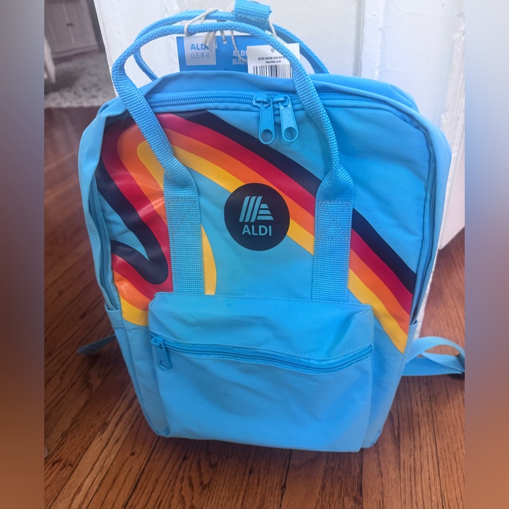 NWT Aldi’s Gear Blue Rainbow Backpack Book Bag